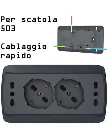 Kit 2 schuko 10/16A+2 bipasso 10/16A per scatola 503 - IMQ